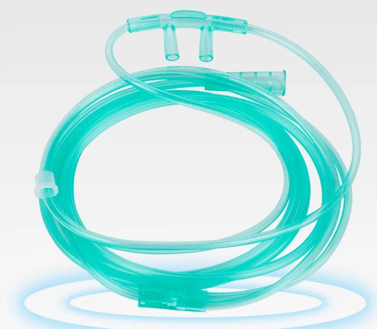 Cánula Nasal de Oxígeno con Arnés Cefálico Desechable — Disposable Headset Nasal Oxygen Cannula with Head Strap SKU XY421C